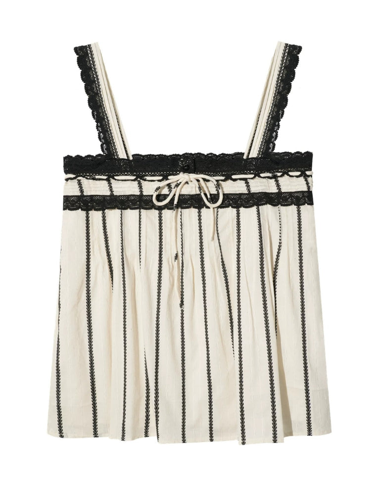 Lace Trim Striped Cami