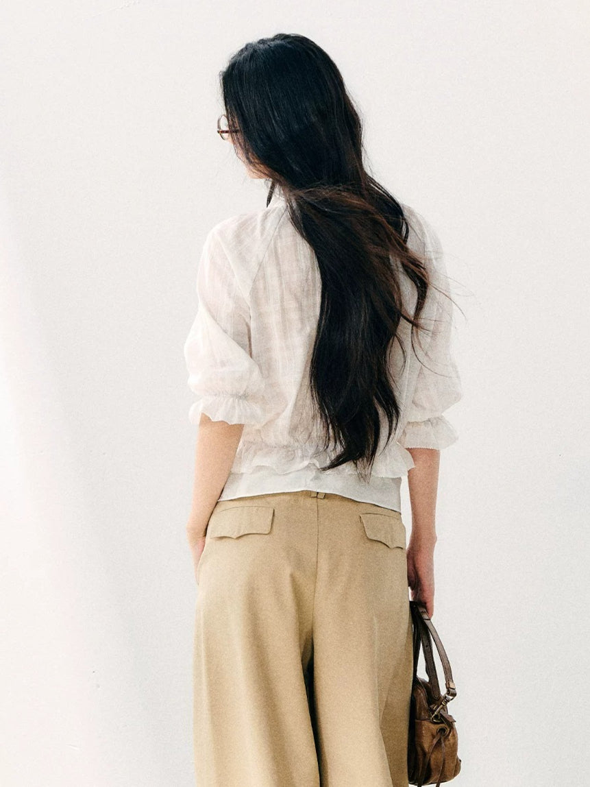 White Cotton Ruffle Top