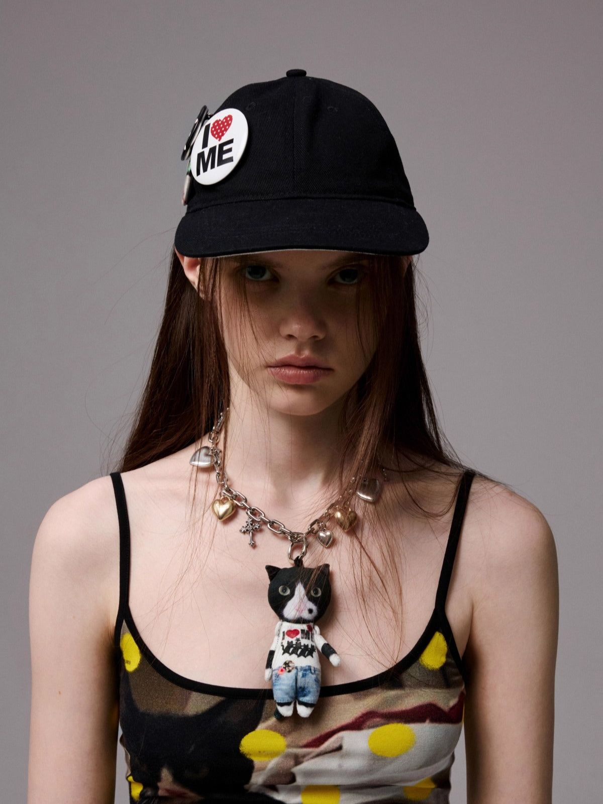 Badge Polka Dot Canvas Baseball Cap