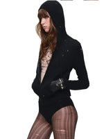 Distressed Hooded Knit Cardigan