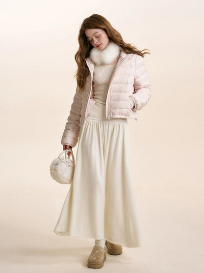 Hooded Ribbed Down Jacket