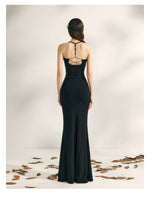 Beaded Halter Knit Fishtail Dress