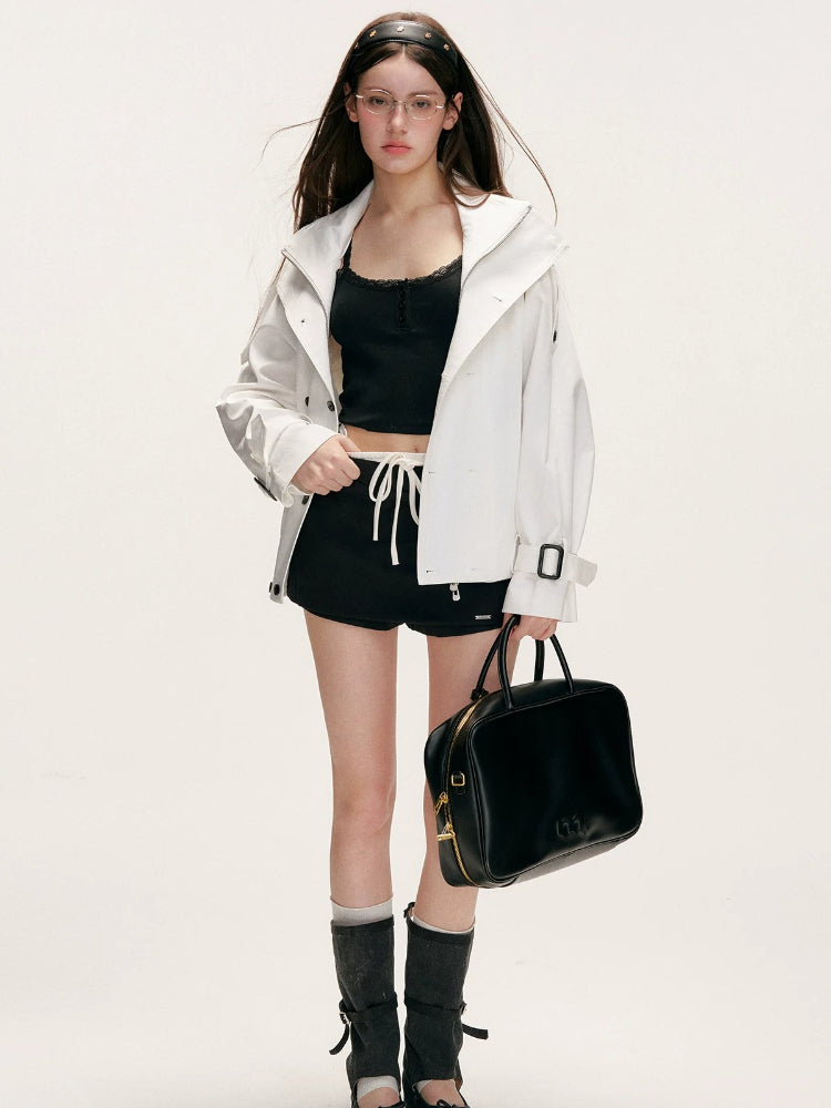 Contrast Waist Tie Skirt