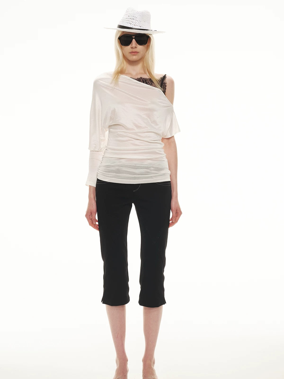 Asymmetric Lace Layer Top