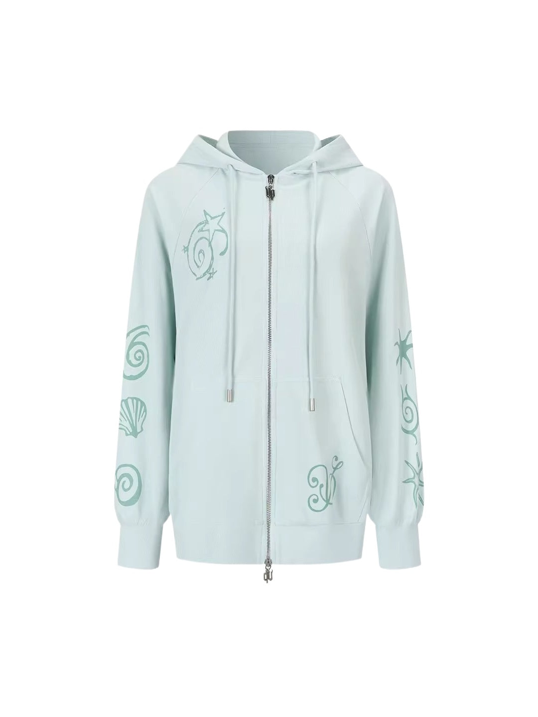 Green &amp; Beige Printed Hoodie Set