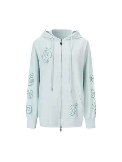 Green &amp; Beige Printed Hoodie Set