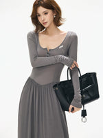 Square Neck Slim Maxi Dress