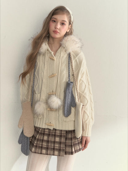 Wool Cable Hooded Sweater