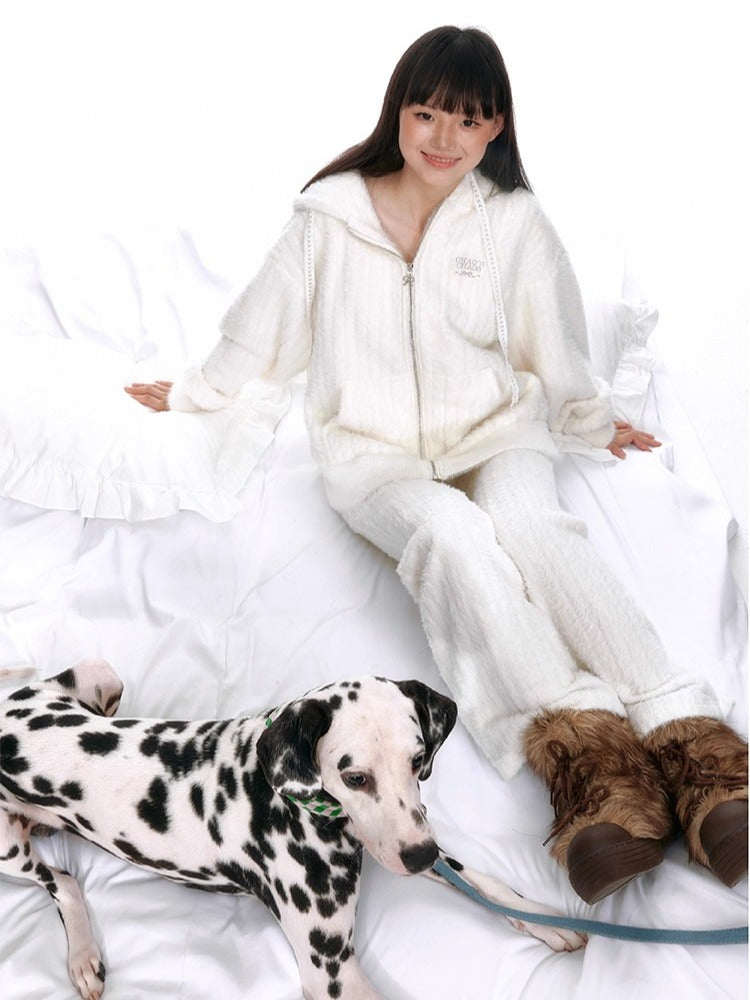 Dog Print Plush Loungewear Set