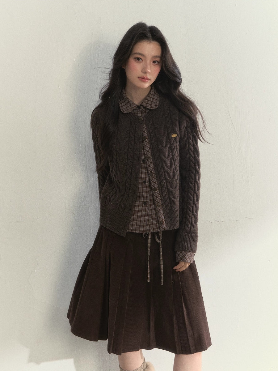 “Pine Dusk” Wool-Blend Doll Collar Knit Sweater