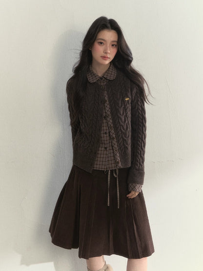 “Pine Dusk” Wool-Blend Doll Collar Knit Sweater
