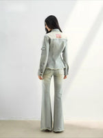 Studded Raw-Hem Flared Jeans