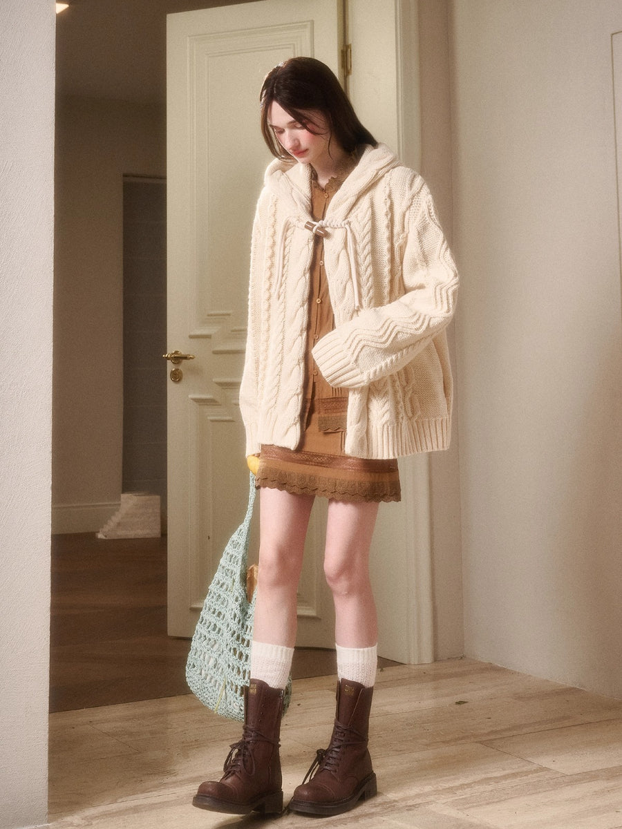 Snow Yarn Wool Chunky Knit Cardigan