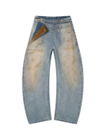 Napoleon Button Low Rise Barrel Jeans
