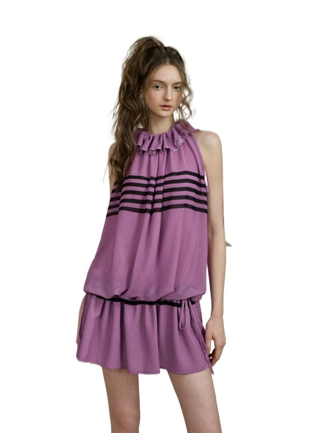 Drawstring Chiffon Dress