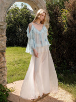 Flowy Chiffon Ruffle V-neck Shirt