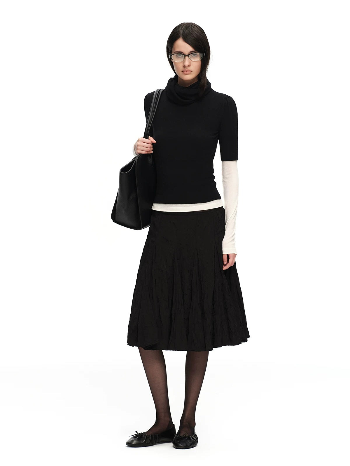 Crinkled A-Line Skirt
