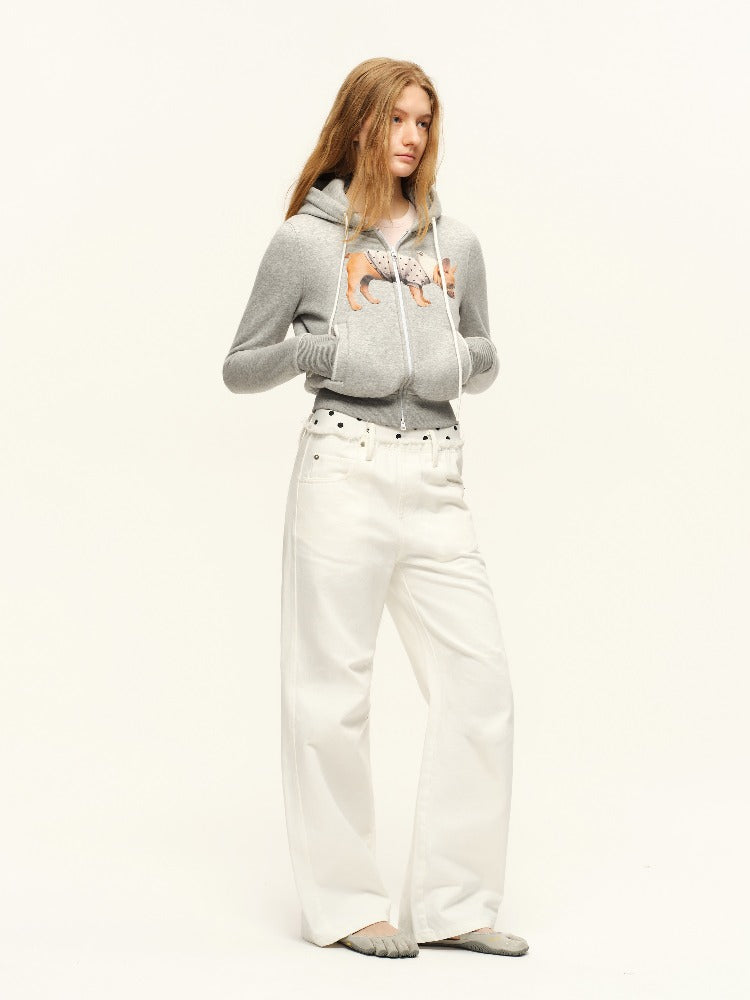 Puppy Print Cropped Hoodie