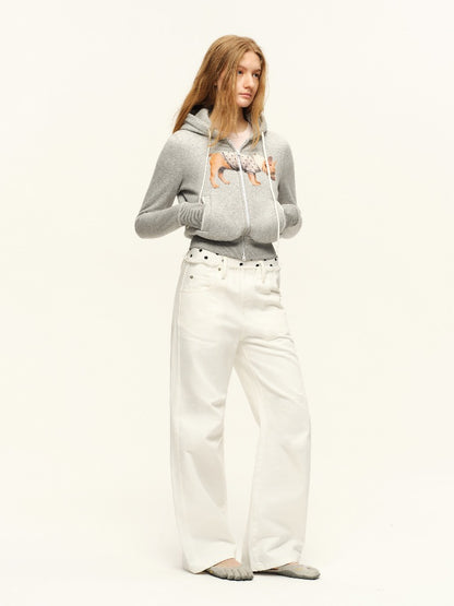 Puppy Print Cropped Hoodie