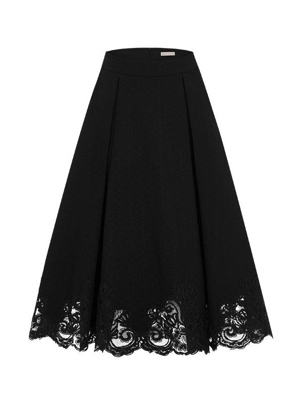 Mirage Vintage Lace-Collar Blazer &amp; Flared Skirt Set