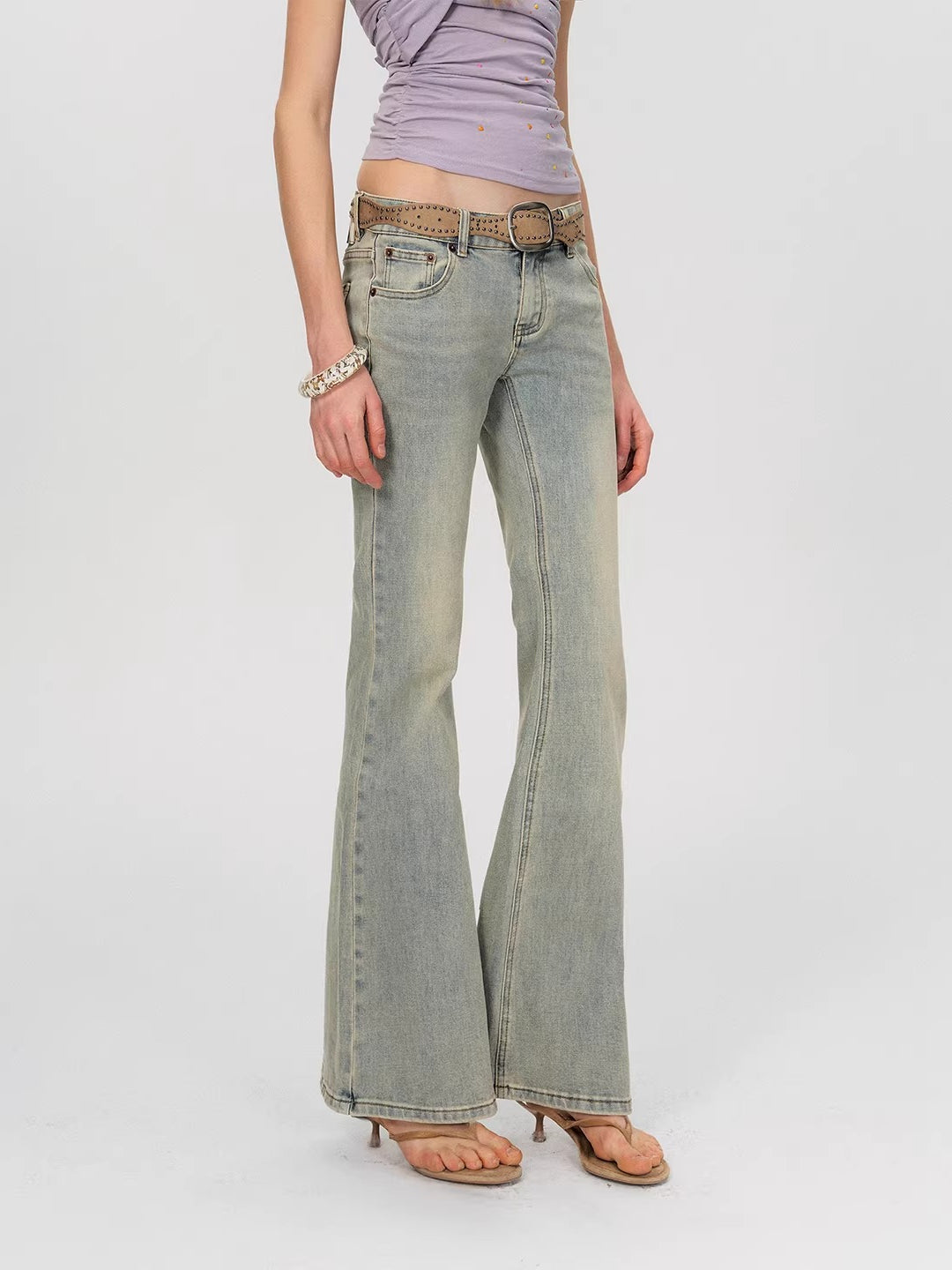 Blue Washed Flare Jeans