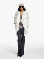 Draped Collar Belted Trench Coat