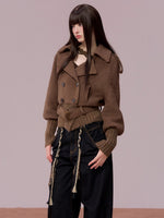 Wool-Blend Knit-Panel Jacket