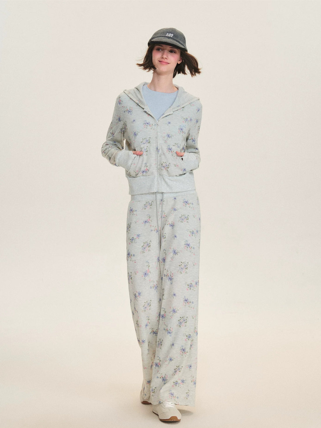 Floral Waffle Hoodie &amp; Pants Set