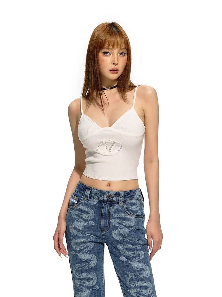 Pink & White Cutout Knitted Halter Top