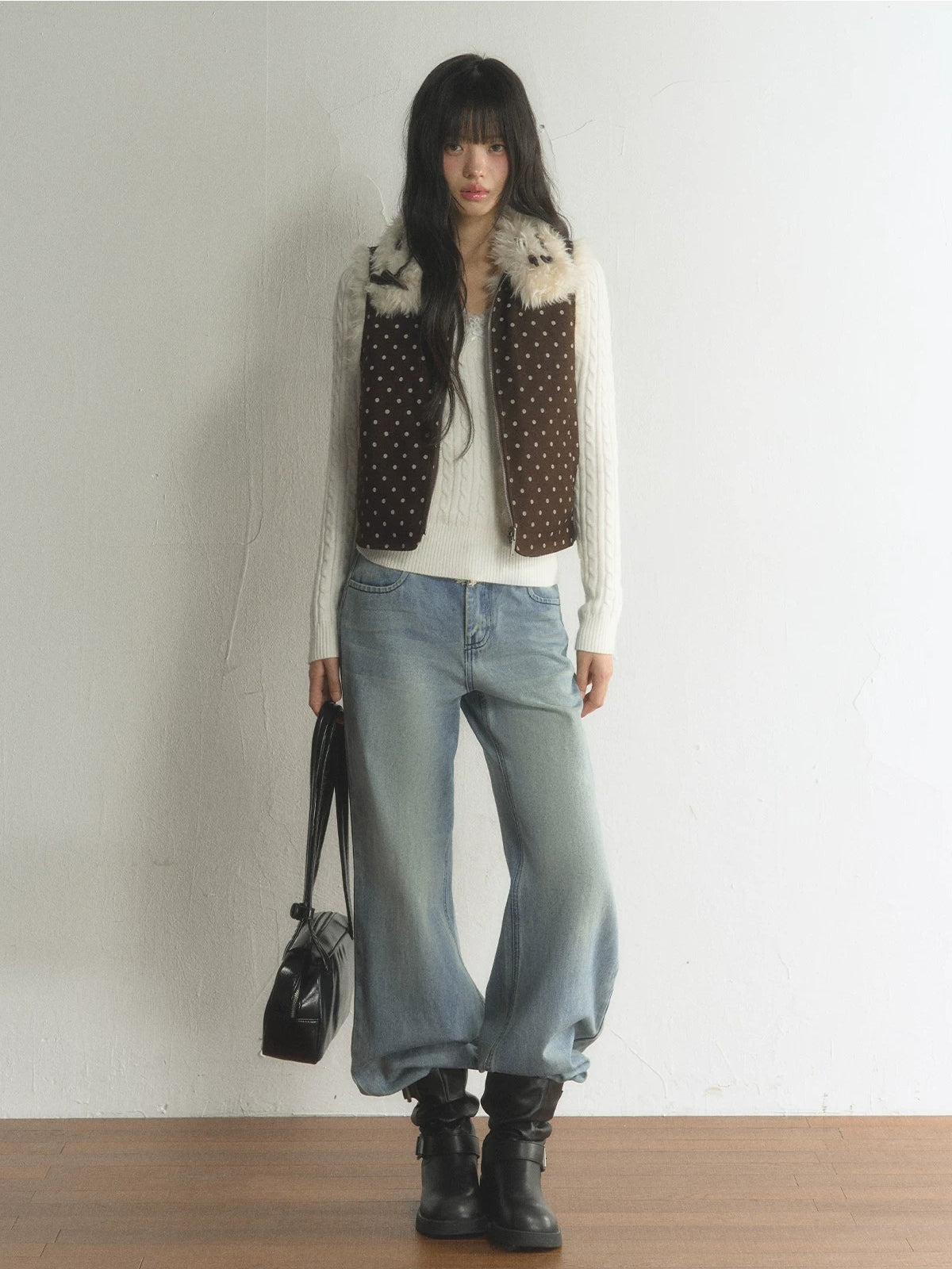 Lace Trim V-Neck Cable Knit Sweater