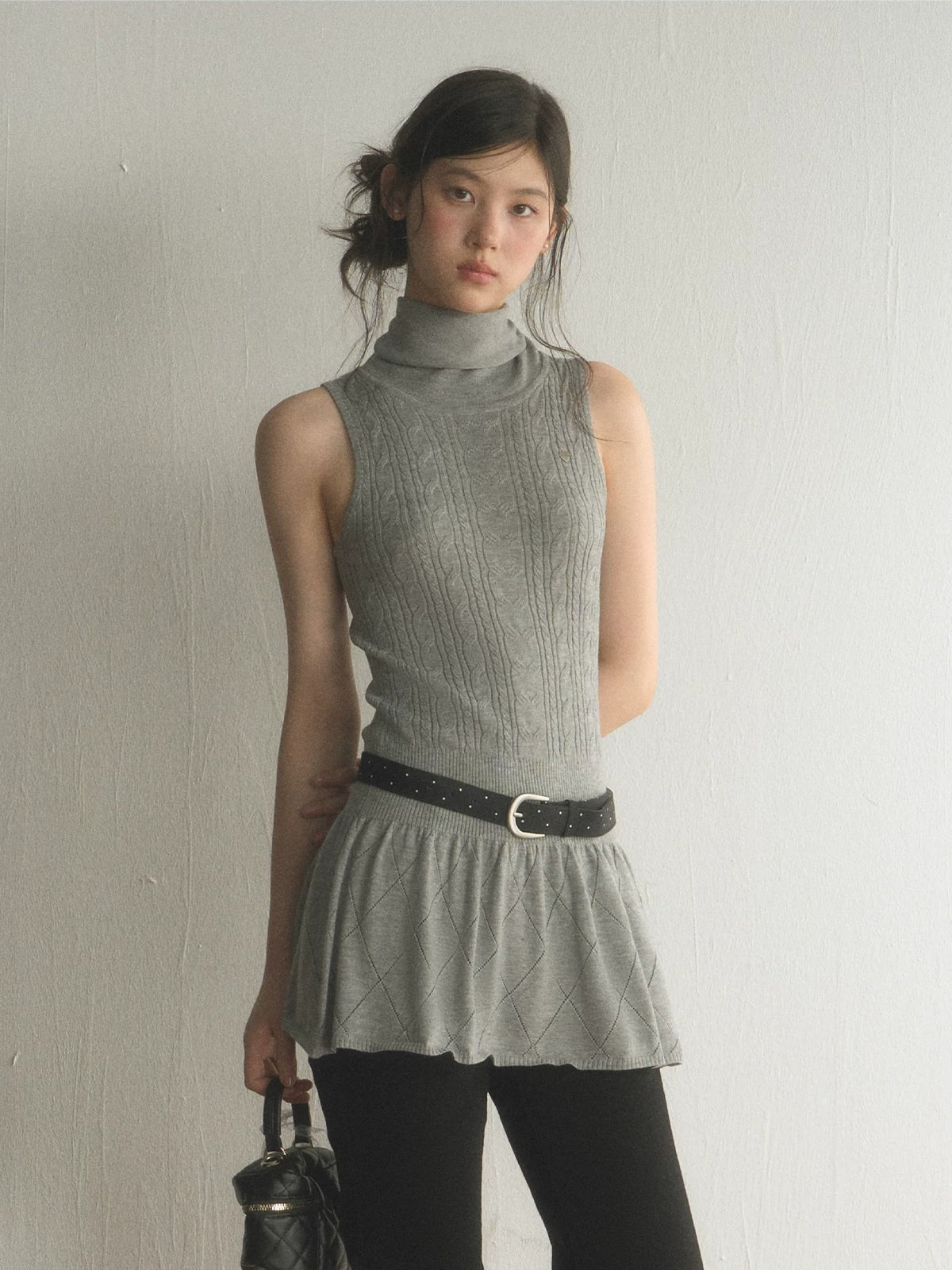 High Neck Sleeveless Knit Dress