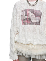 Cat Print Lace Balloon Sweatshirt