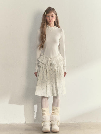 “Layered Essential” Pleated Panel Knit Top