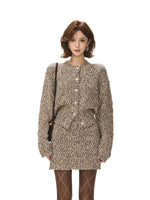 Vintage Wool Knit Cardigan & Skirt Set