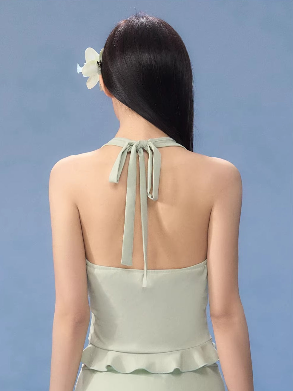 Green Twist Halter Camisole &amp; Skirt Set