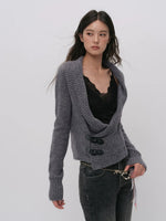 Layered Collar Knit Cardigan