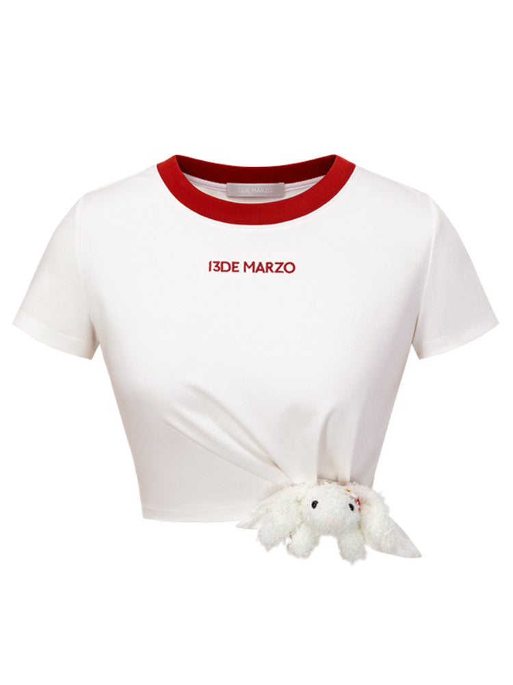 Knotted Short Sweet Crew Neck T-shirt