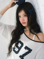 Numeric Print One-Shoulder Tee