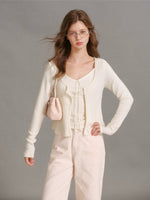 Velvet Tie Front Knit Layered Set