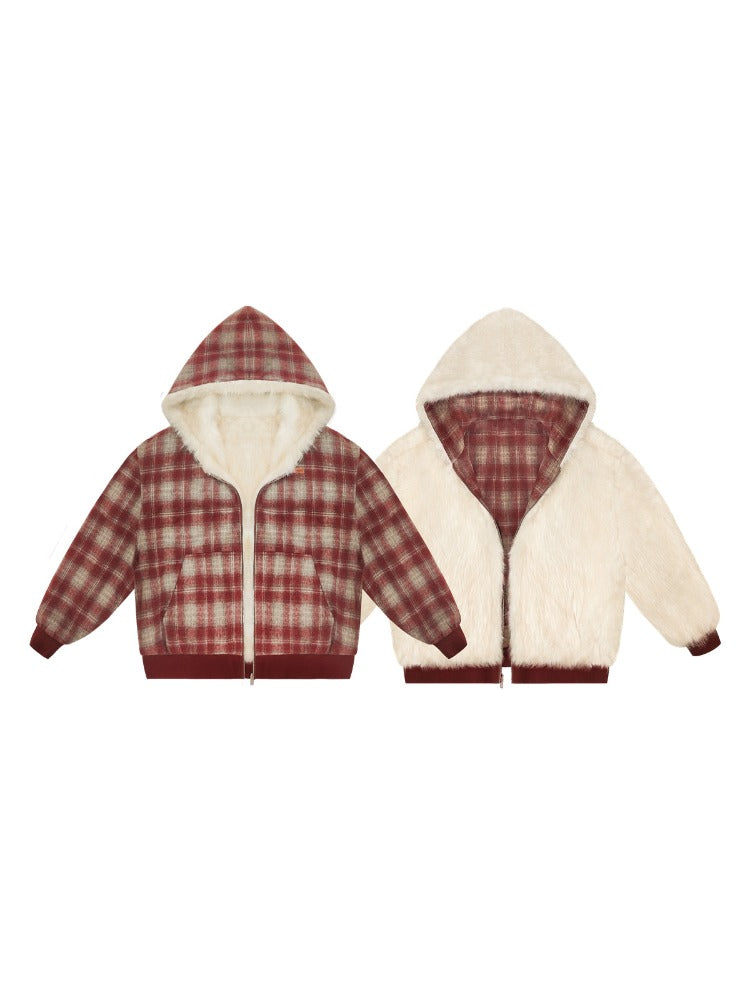 Reversible Plaid Teddy Jacket