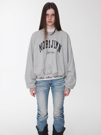 Basic Letter Print Semi-Sheer Long Sleeve Tee