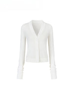 White Single-breasted Knitted Cardigan