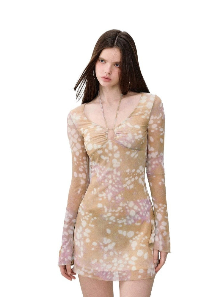 Deer Print Mesh Dress