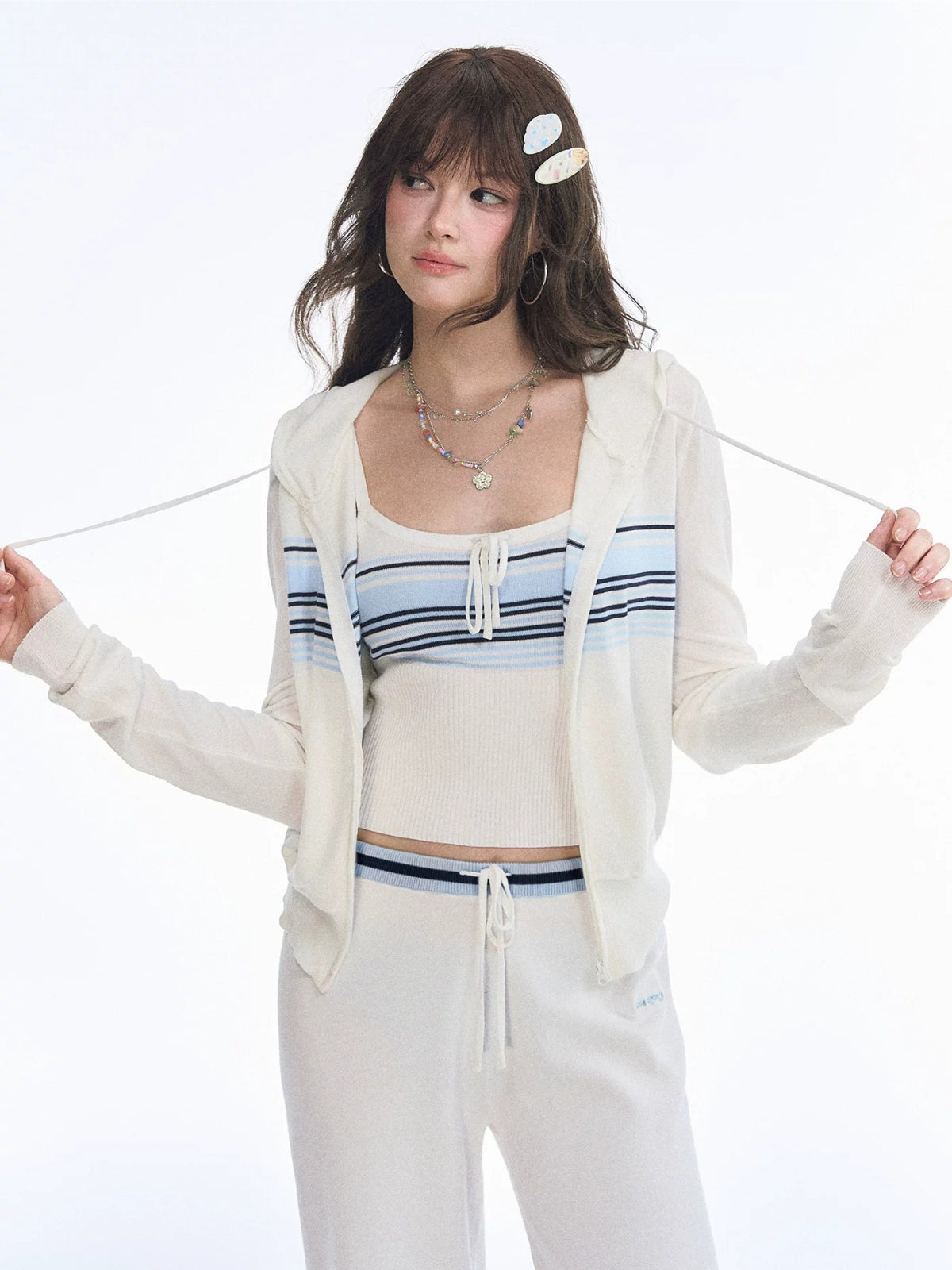 Striped Knit Three Piece Set