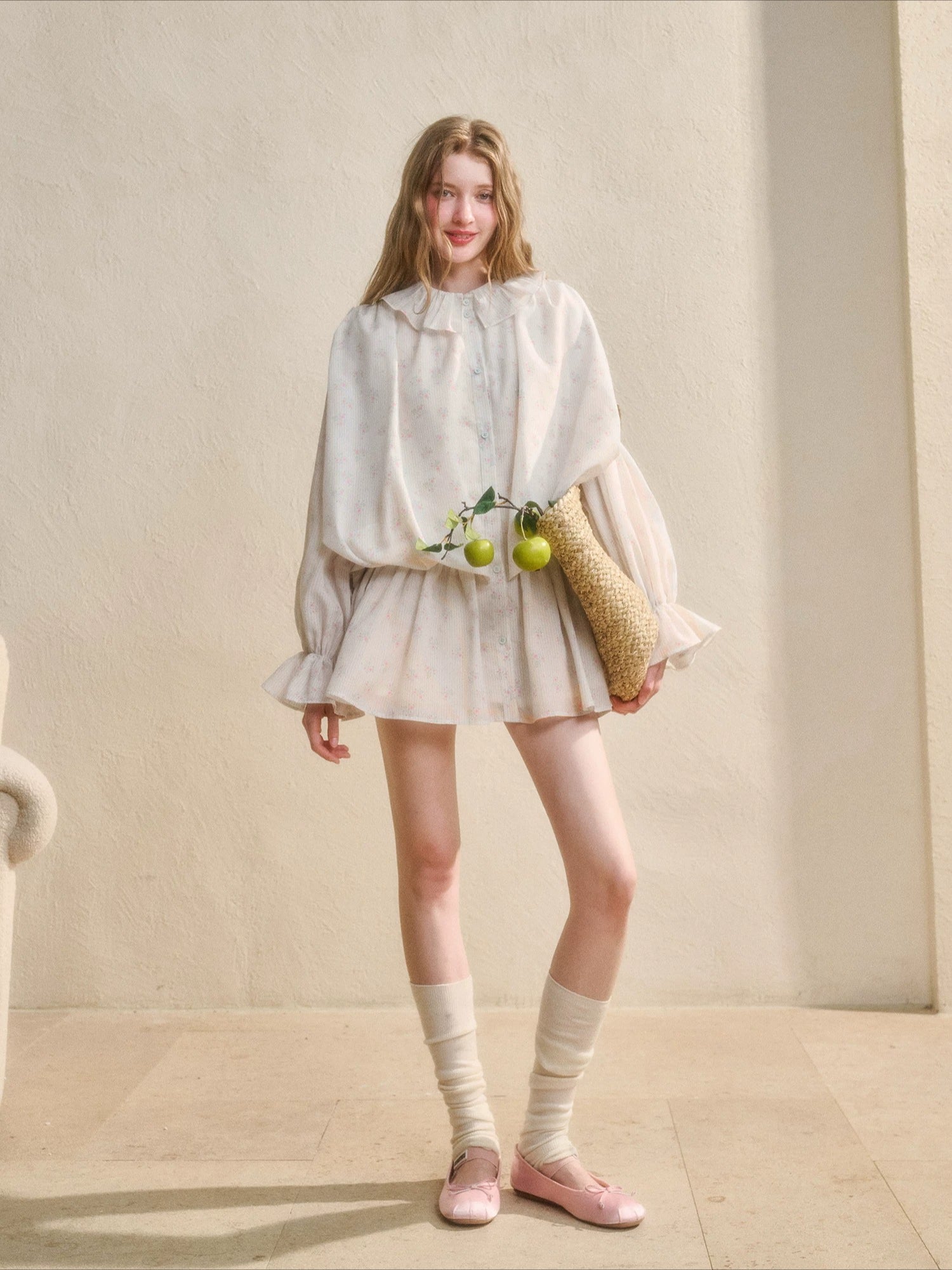 Ruffle Floral Shirt Dress