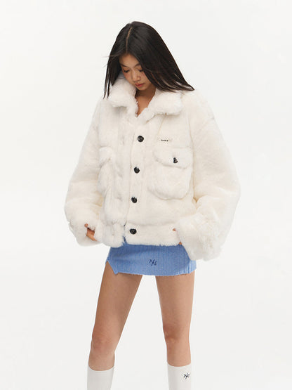 Loose Fit Casual Faux Fur Jacket