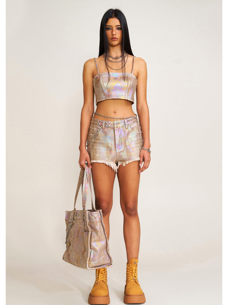 Rage Wild Denim Short Camisole Wild Brown