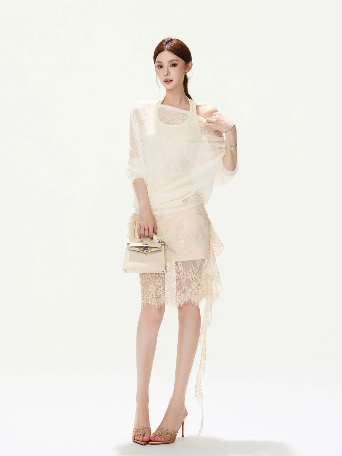 Lace Jacquard Midi Skirt