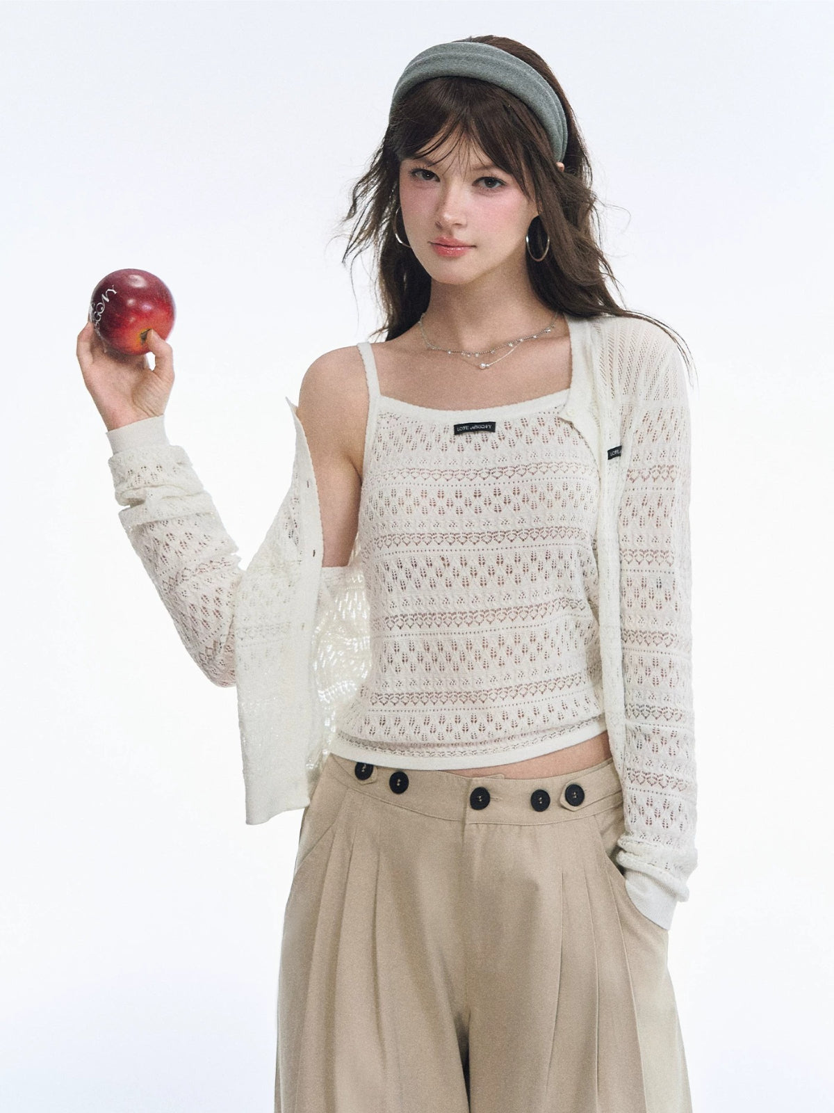 Lace Knit Cardigan &amp; Vest Set