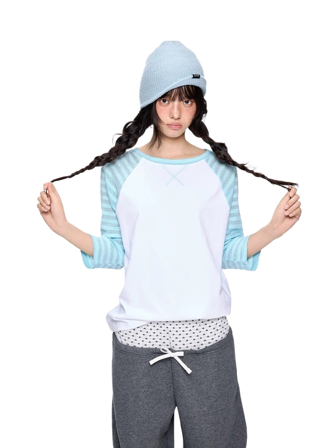 Contrast Stripe Dot Tee